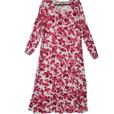 Belle Kim Gravel Maxi Dress Womens Sz 2X Long Sleeve Pockets Pink & White Y2K