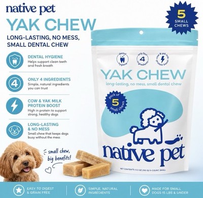 Yak Cheese Dog Chews - Long Lasting Dental Sticks for Small Aggressive Chewers