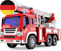 GizmoVine Feuerwehrauto Groß, Feuerwehr Spielzeugauto Mit Drehleiter, Sound Und