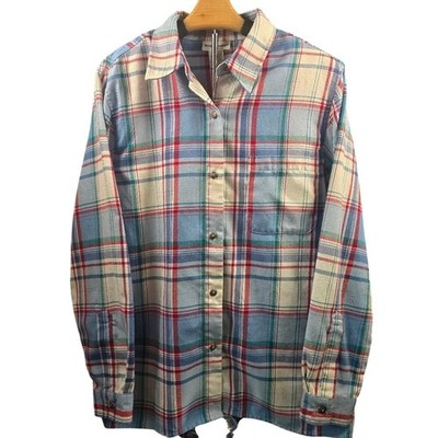Alfred Dunner Plaid Button Up Shirt Blue Red Metallic Thread Mens Size 16