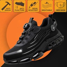 Work Safety Mens Shoes Steel Toe Cap Boots Rotating Button Breathable Sneaker