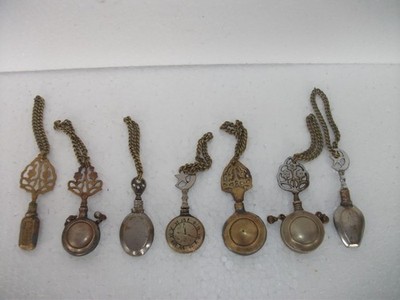 7 PC Vintage Messing Verschiedene Form Handarbeit Schwarz Eye Pulver Flaschen