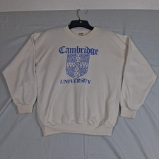 Vintage 80s Cambridge University England Crewneck Sweatshirt Crest Size Large UK