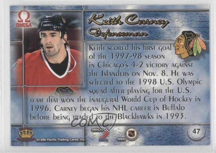 1997-98 Pacific Omega Ice Blue Keith Carney #47 - Image 2 of 2