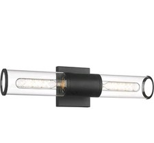 Bathroom Vanity Light Fixtures, Matte Black Wall Lights in Clear Glass Indoor...