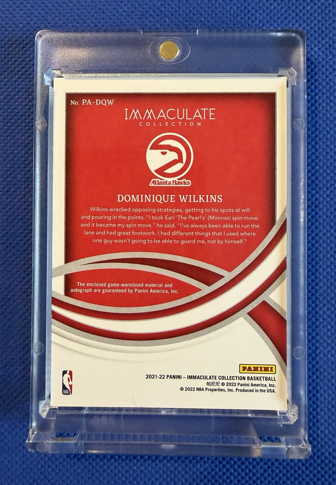 🔥2021 Immaculate Premium Edition #/15 DOMINIQUE WILKINS sick GAME USED AUTO view 3
