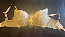 Victoria's Secret DREAM ANGELS Push Up Bra Women's Size 32DD green Shimmer Lace