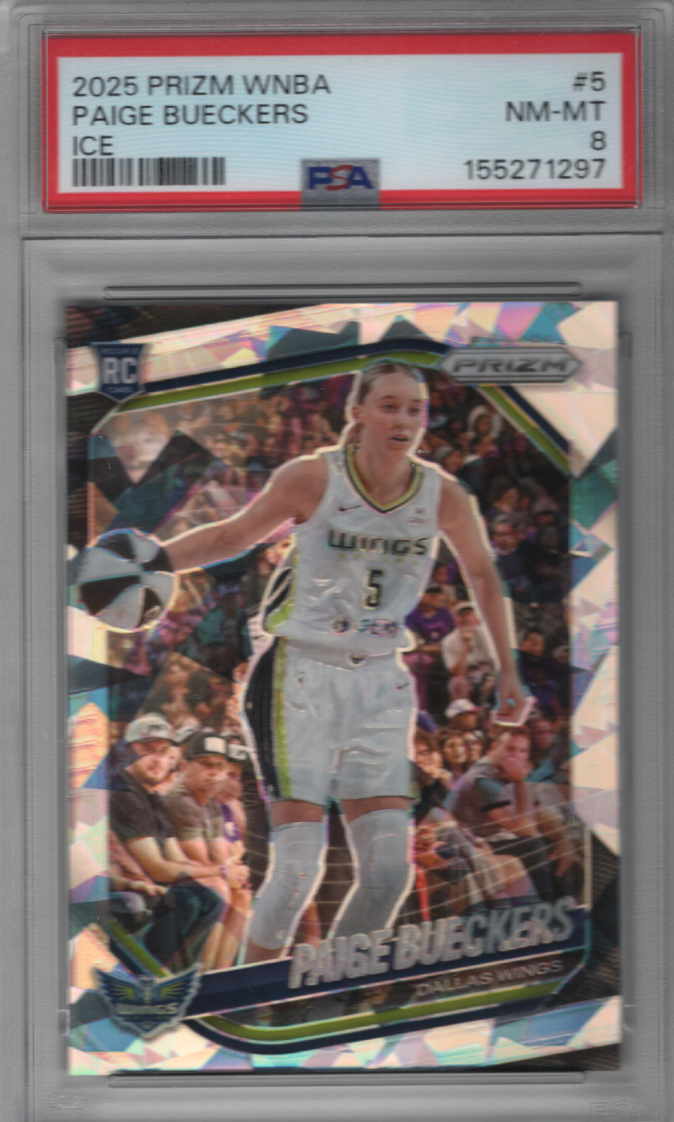 2025 Panini Prizm (Ice) WNBA Paige Bueckers Basketball Rookie Card #5 (PSA 8)