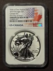 2019-W $1 Silver American Eagle CANADA SET : PRIDE TWO of NATIONS NGC PF70 10841