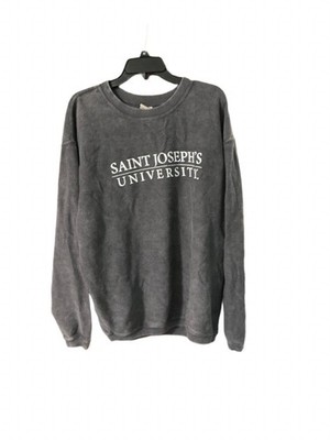 Saint Joseph s College Sweatshirt Large Gray Ribbed Long Sleeve Crew Neck