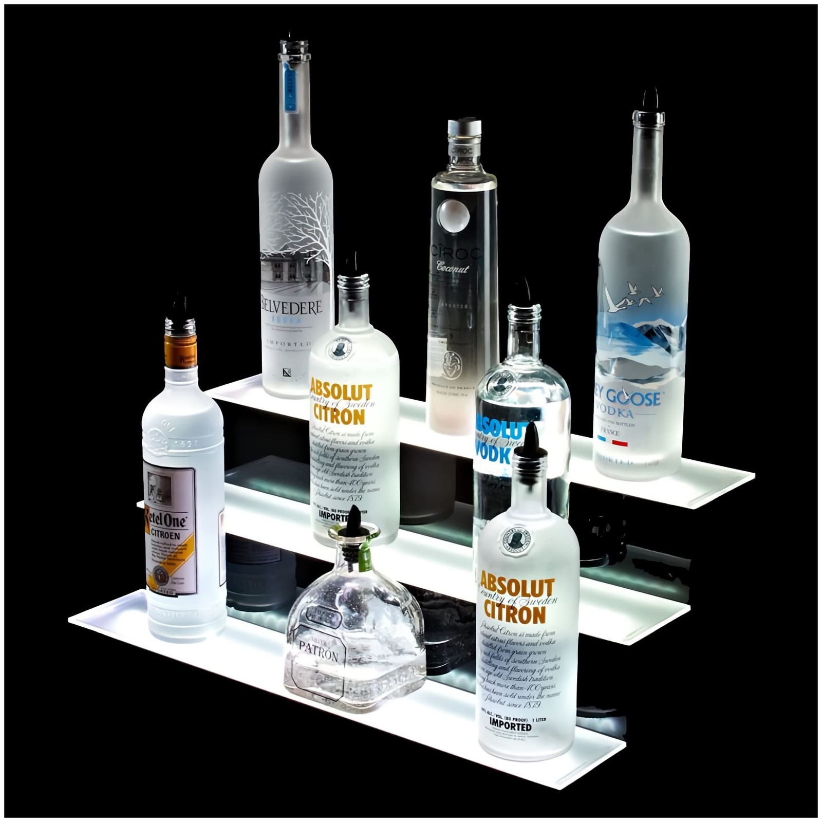 Three Tier LED RGB Bottle Display Stand for Displaying Spirits