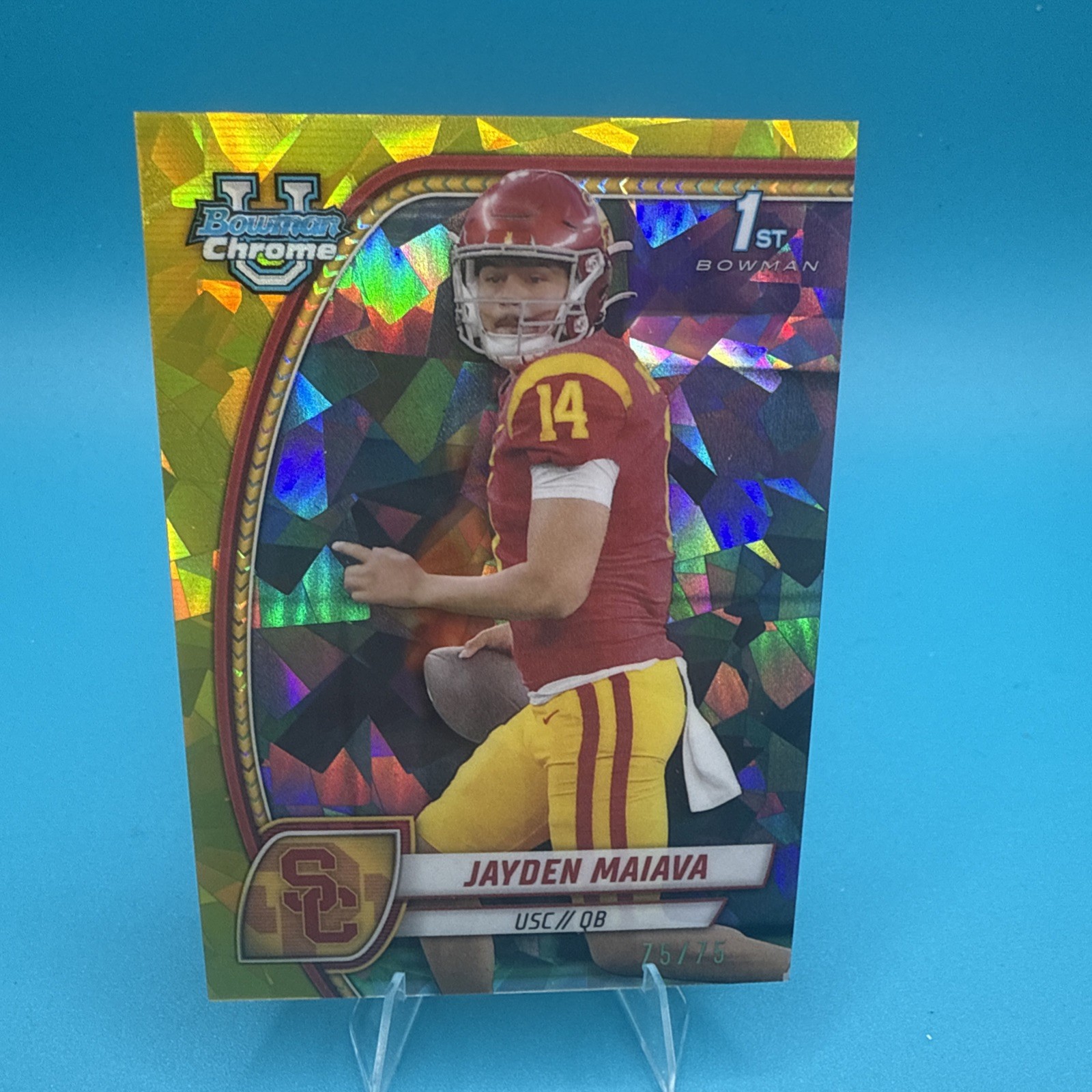 2024 Bowman University Chrome Sapphire Edition - Jayden Maiava #195 Yellow /75