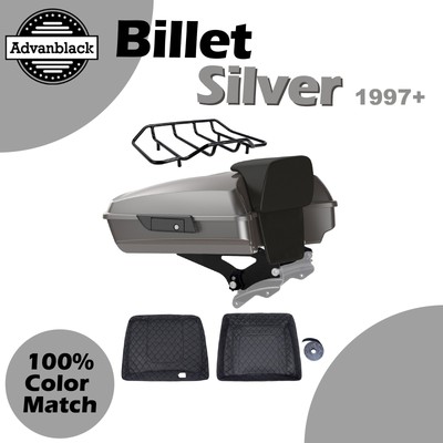 Advanblack Billet Silver Razor Tour Trunk Pack Luggage For 97+ Harley Davidson