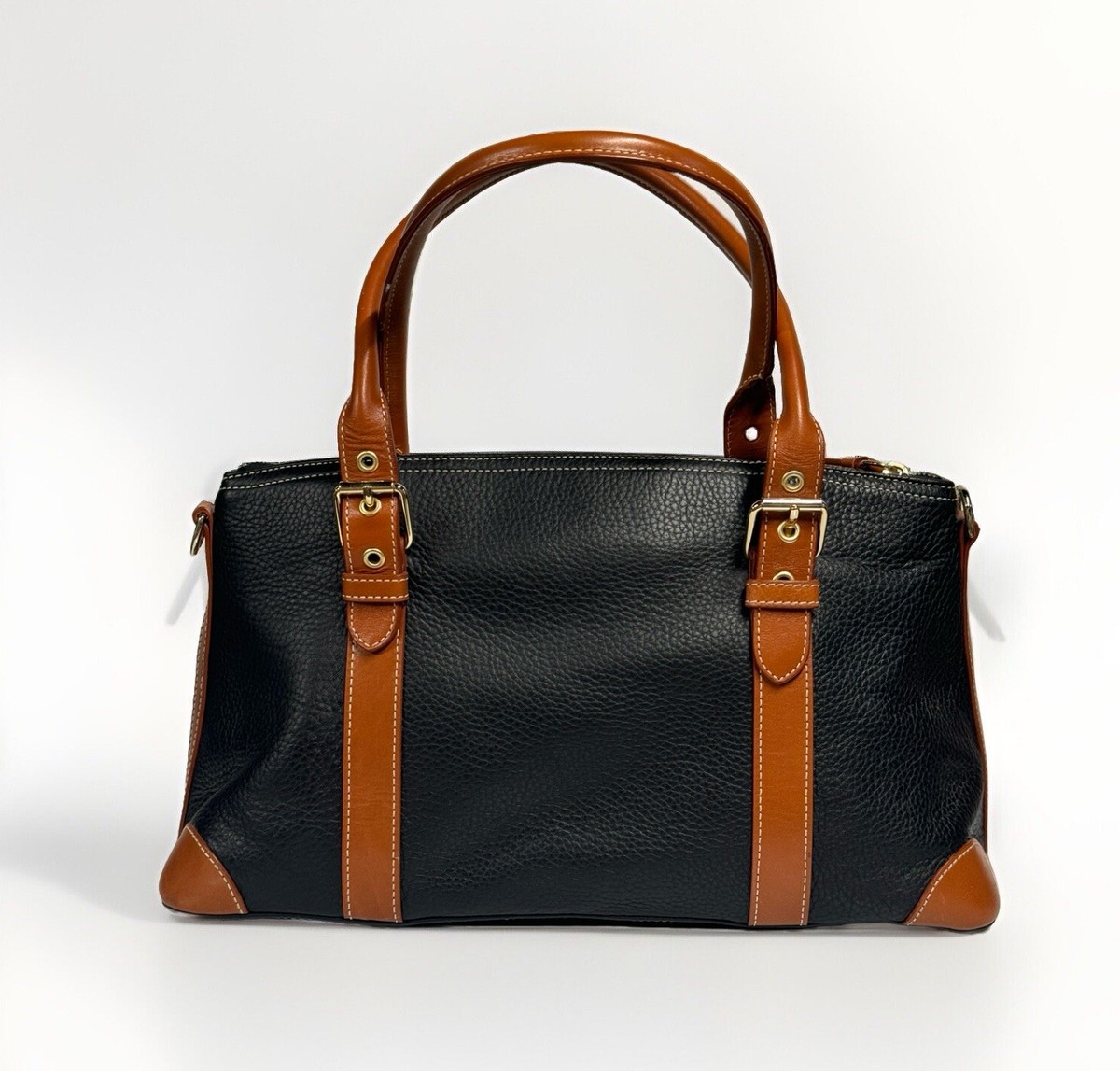 Dooney & Bourke Tan & Black leather Large Domed Satchel Dooney & Bourke Tan & Black leather Large Domed Satchel