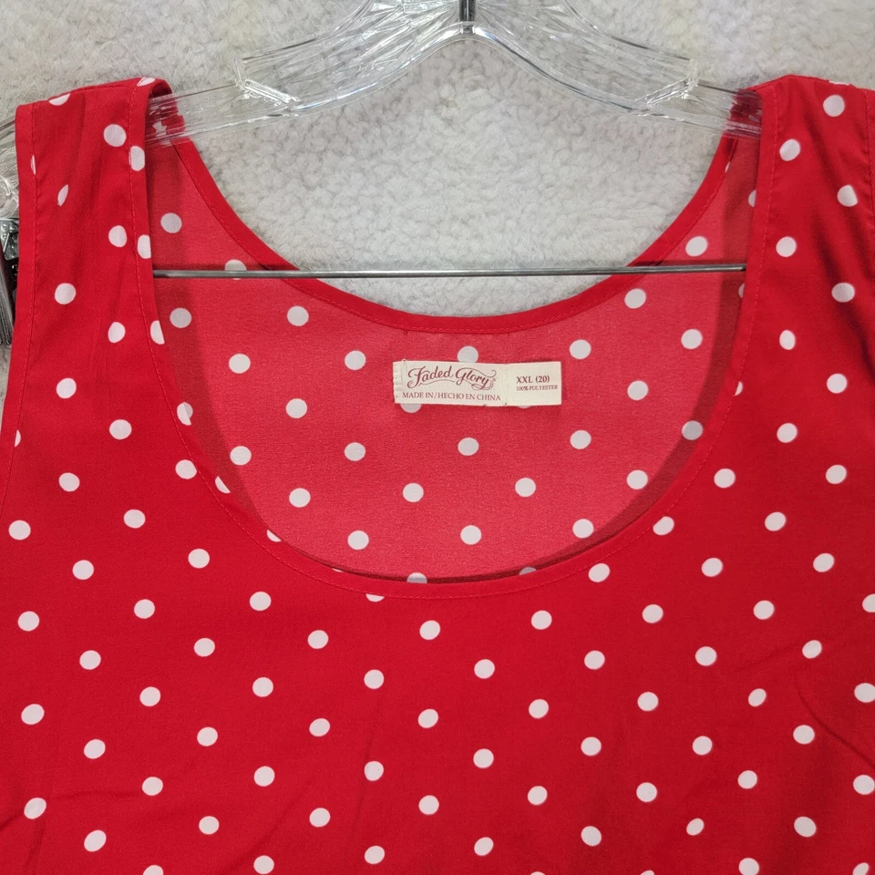 Camiseta sin mangas de lunares roja gloria descolorida Y2K de colección ligera para mujer talla grande 2XL Foto 2 de 4