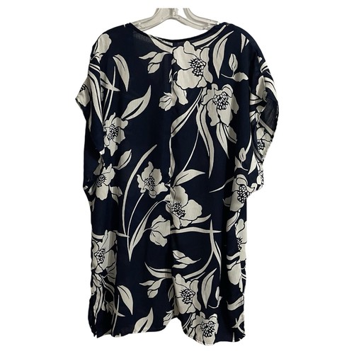 Kona Sol Tropical Floral Swimsuit Cover Up Size Medium Blue White Beach Resort - Picture 2 of 6