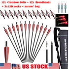 Hunting 20" Carbon Crossbow Bolts 100Gr Broadheads LED Nock for Shooting Target