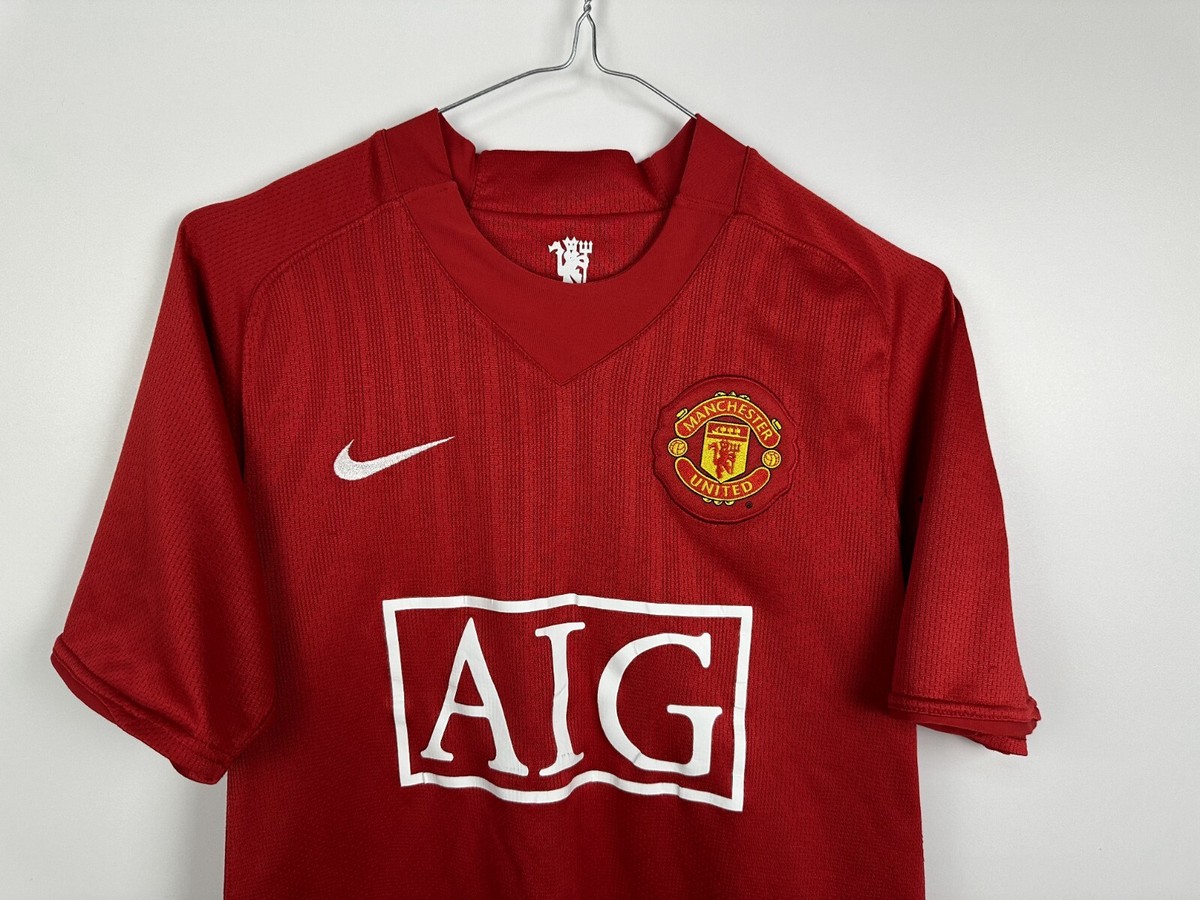 MANCHESTER UNITED 2007 2009 PIQUE HOME FOOTBALL SHIRT SOCCER