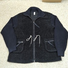 Varley Westwood Fleece Jacket Womens M Black Fuzzy Deep Pile Long Jacket Sherpa