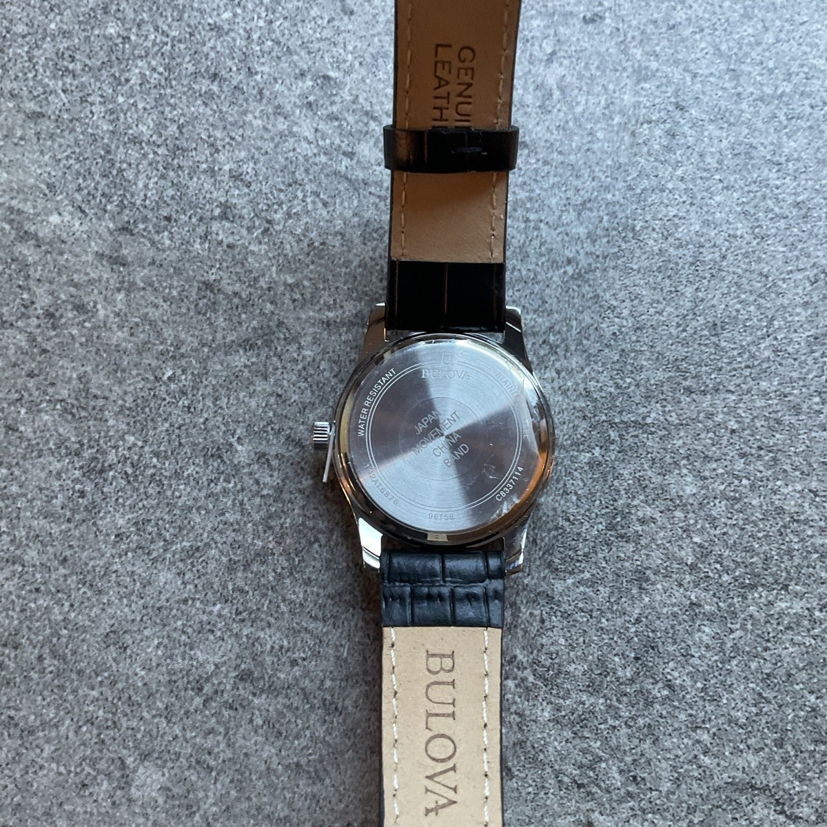 Bulova Womens 96T58 Silver Tone Black Leather Strap 30mm  display picture 1