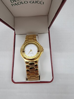 美品 稼働 新品電池 PAOLO GUCCI メンズ 腕時計 スクエア ゴールド Paolo Designed by Paolo Gucci 483Y Quartz Watch *Rare Vintage