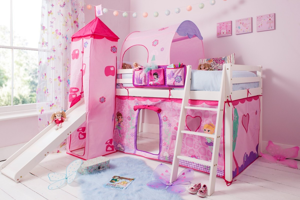 Moro Cabin Bed Midsleeper with Slide Fairies Package in Classic