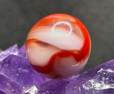Nice Vintage Alley Agate Swirl Marble - Red  White - .60" Excellent 