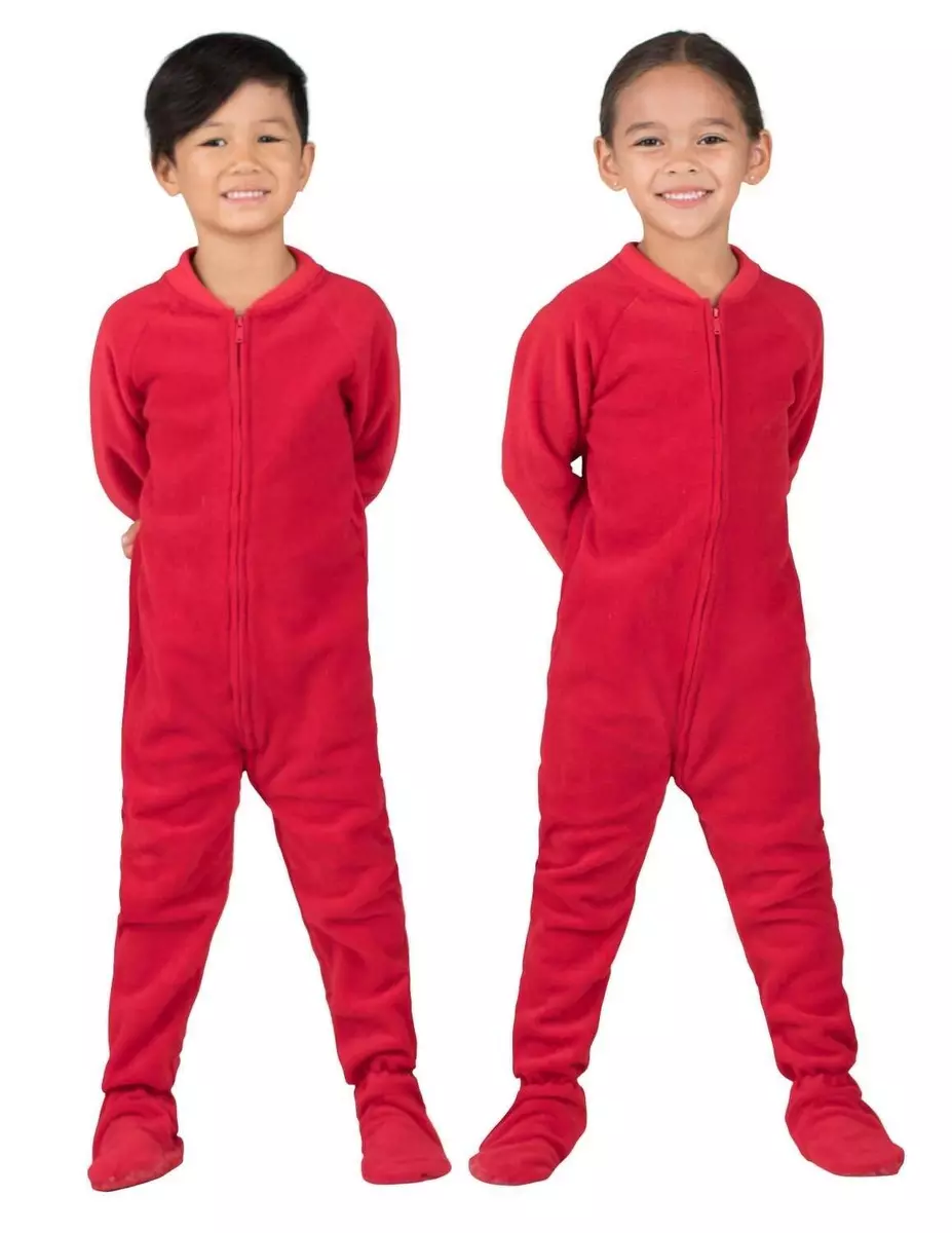 Footed Pajamas Bright Red Toddler Fleece One Piece Toddler eBay