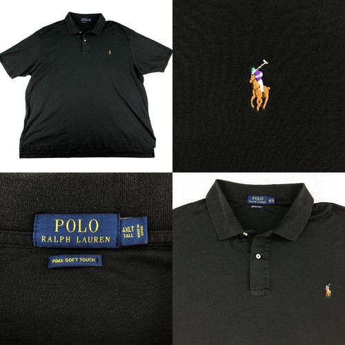 Polo Ralph Lauren Shirt Mens 4XLT TALL Black Pima Soft Touch Flesh Pony Short