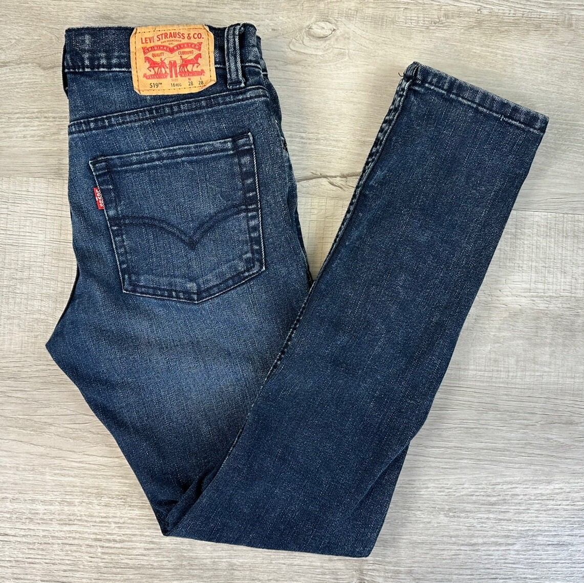 Levi's 519 Extreme Skinny Jeans Distress Denim Youth 16R 28X28