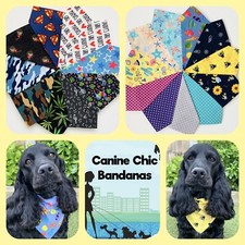 Handmade Dog Bandana Slide on Collar Scarf Neckerchief Sizes S-XL