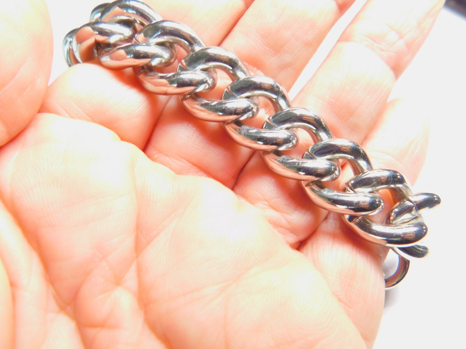Signed Chico's Heavy Curb Chain Solid Silver Tone… - image 4