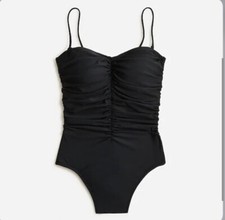 J. Crew NWT Ruched Sweetheart One-Piece Swimsuit - Black - Size 24