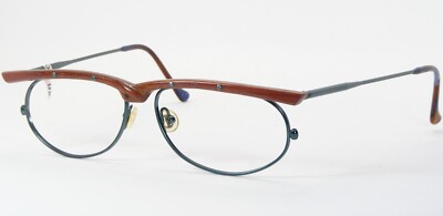 PG Vintage PG002/U5 Teal / Brown Unique RARE EYEGLASSES FRAME WOOD 53-15-150mm