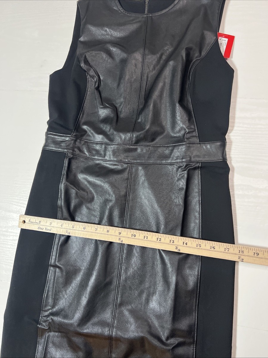 Spanx Faux Leather Combo Sheath Dress Luxe Black Womens 10 New | eBay