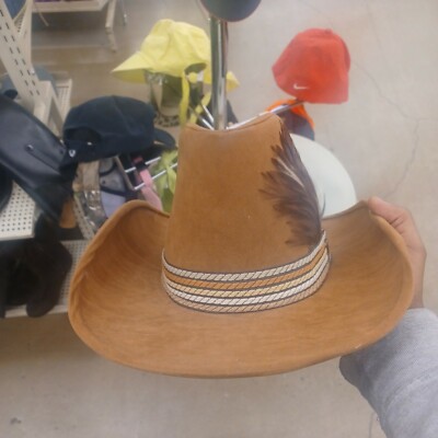 (Brand, Hush Puppies] Brown Leather cowboy hat size