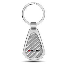 Camaro 1LE Real Silver Carbon Fiber Chrome Teardrop Key Chain