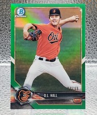 D.L. (DL) Hall - 2018 Bowman Chrome Prospect GREEN REFRACTOR ( #SN /99 )