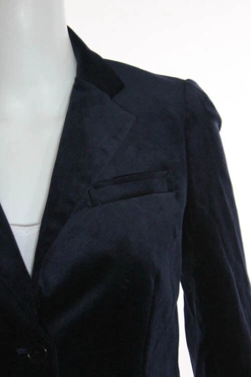 Theory Navy Blue Velvet Blazer Size 2 - Image 2 of 4