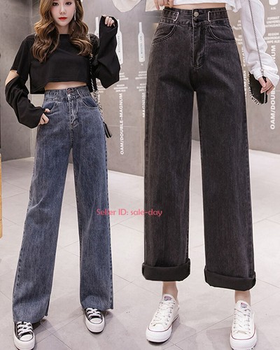 Womens Casual Loose Jeans High Waist 