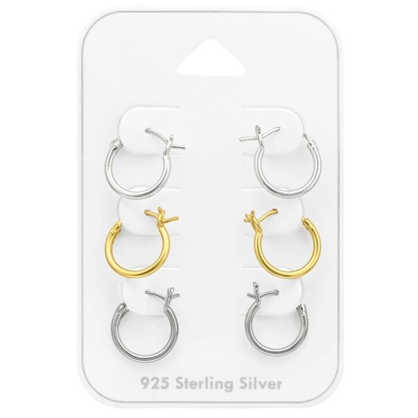 3 Paar Ohrringe Creolen Set 925 Sterling Silber-image