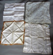  4 VINTAGE SILK PURE IRISH LINEN, FLORAL HANKIES HANDKERCHIEFS UNUSED