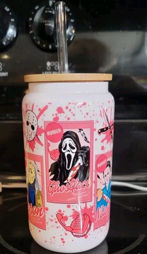 Scary Movie Killers Barbie Boxes Glass Can Tumbler, 16oz - Picture 4 of 9