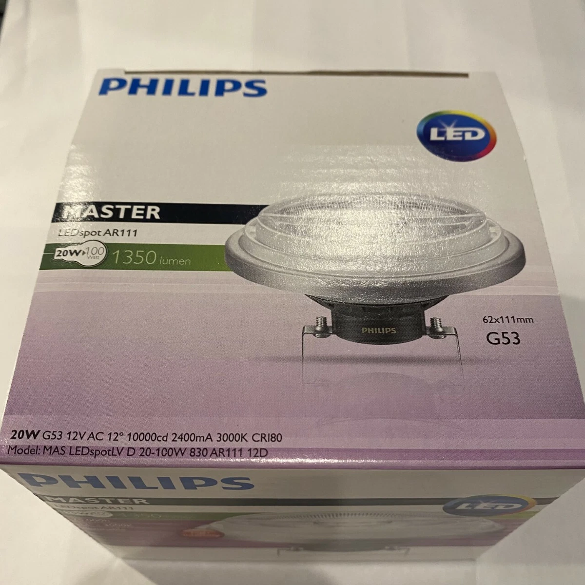 Philips MASTER LED LEDspot Light AR111 G53 20W 1350Lm WW 3000K Dimmable Lamp