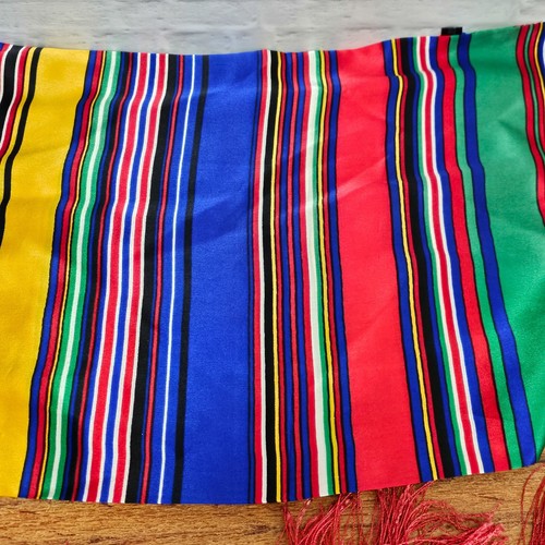 Vintage Italian Silk Scarf Fringed Multicoloured Stripes Rectangle Long Dopamine - Picture 9 of 10