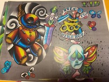 Hand drawn Rare skulls exotic signed Tattoo flash
