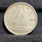1942 Canada 10 Cents (80% Silver) Coin King George VI  GOOD BOOK FILLER