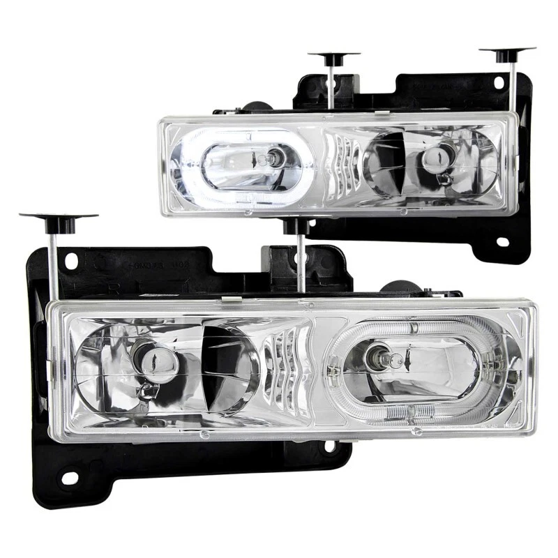 Faros de cristal cromados con halo ANZO para Chevrolet C1500 1988-1998 Foto 2 de 4