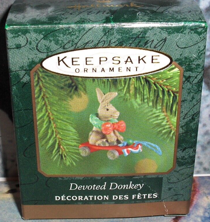 Devoted Donkey`2000`Miniature-Riding His Board.Die Cast,Hallmark Ornament-  NICE