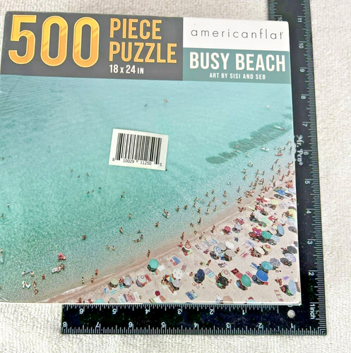 Americanflat 500 Piece Puzzle Busy Beach 18"X24" - Brand New & Sealed - Picture 3 of 9